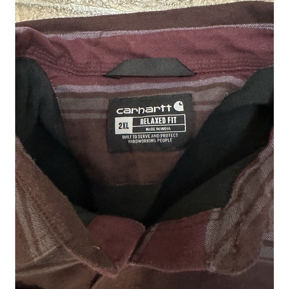 Carhartt Men's Rugged Flex Relaxed Fit Midweight Flannel Fleece-Lined Shirt 2XL - Picture 2 of 3